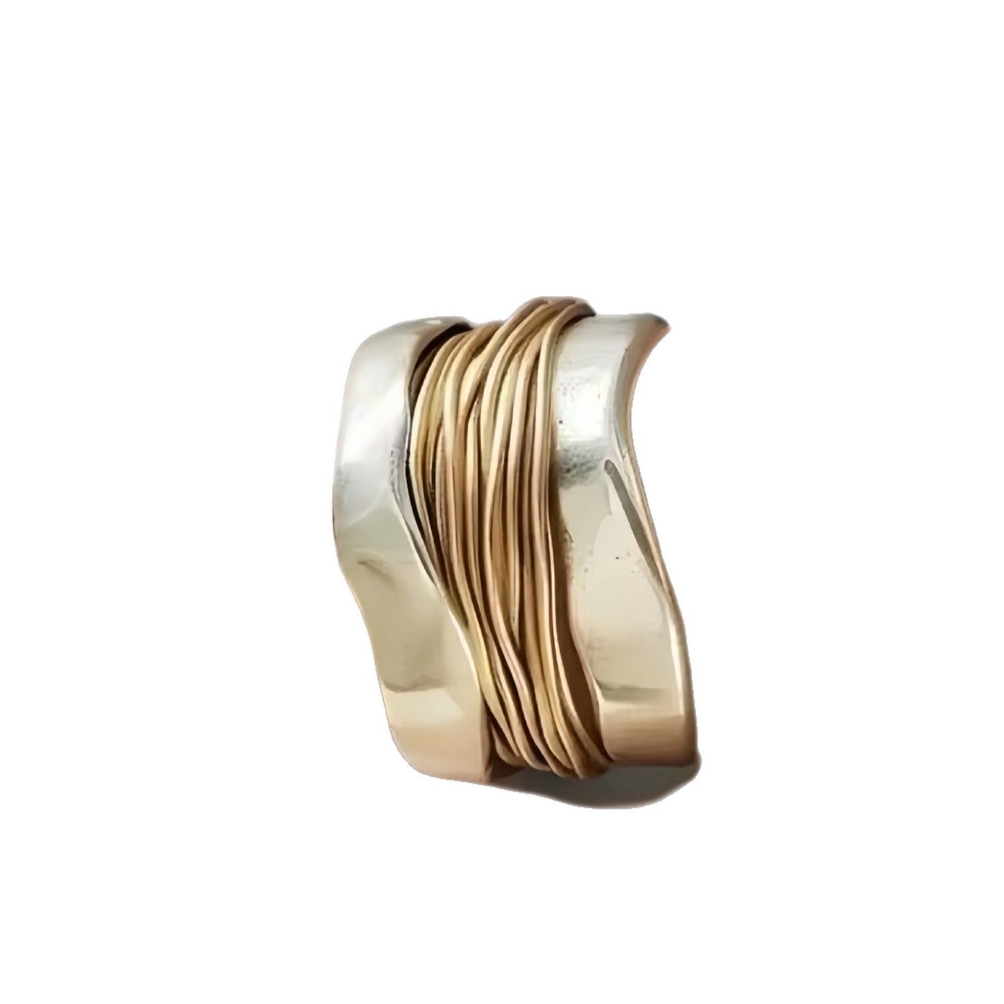 Women's Two-color Steel Wire Wide Surface Minimalist Ring
