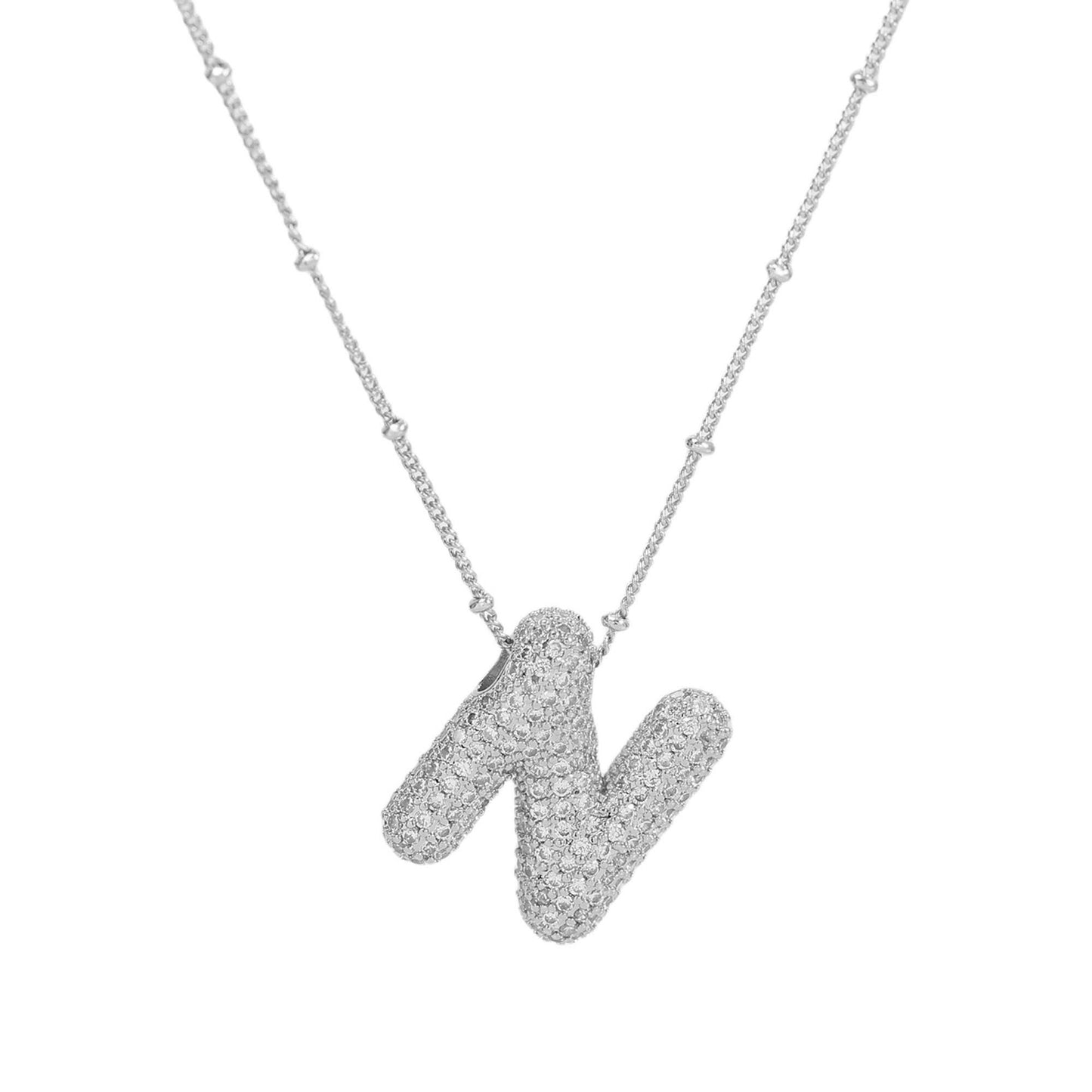 Women's Brass Zircon Bubble Balloon Letter Chubby Necklaces