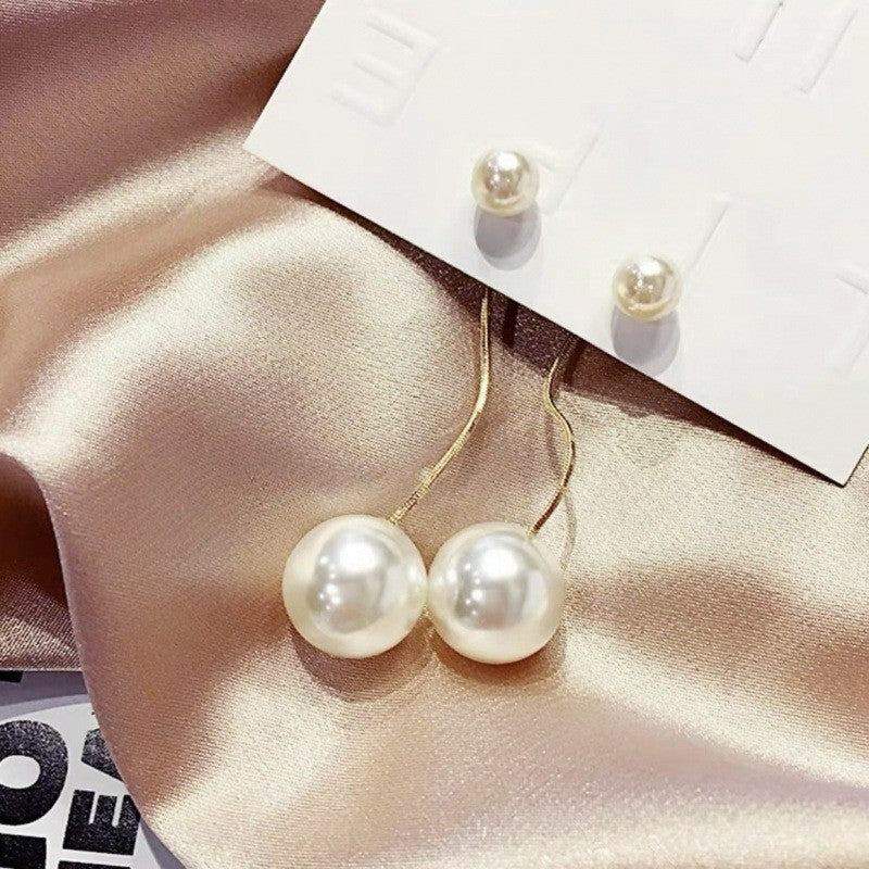 Women's Sier Needle Korean Style French Temperamental Pearl Earrings