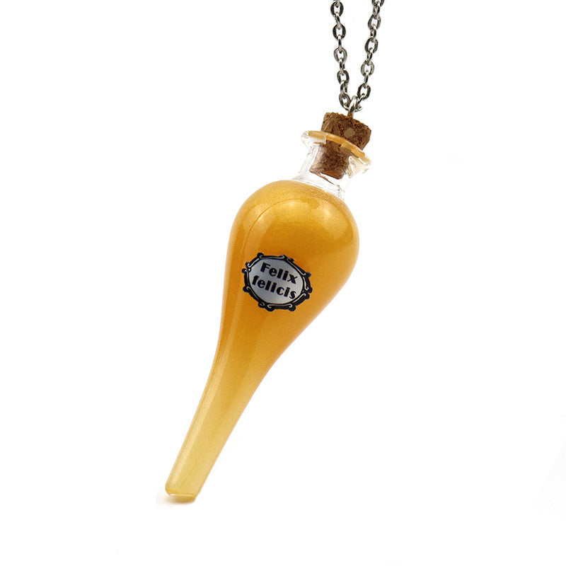 Lucky Bottle Wooden Plug Medicine Epoxy Necklaces