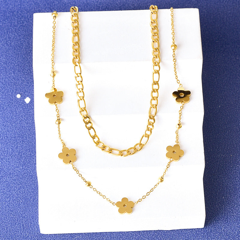 Love Titanium Steel French Fashionable Gold Clavicle Chain Necklaces