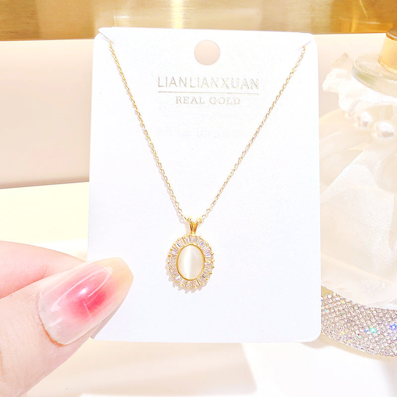 Women's Copper Summer High-grade Simple Refined Zircon Gold Necklaces
