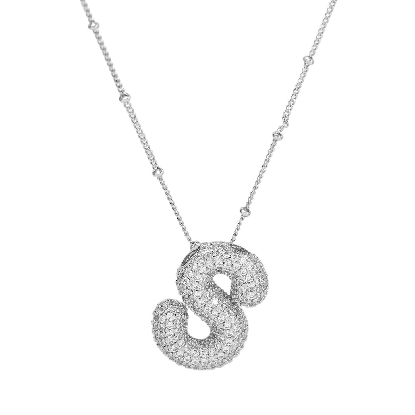 Women's Brass Zircon Bubble Balloon Letter Chubby Necklaces