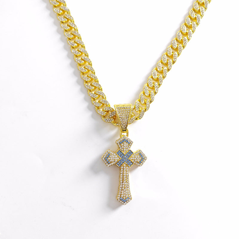 Men's Hop Cross Two-tone Blue Pink Personality Pendants
