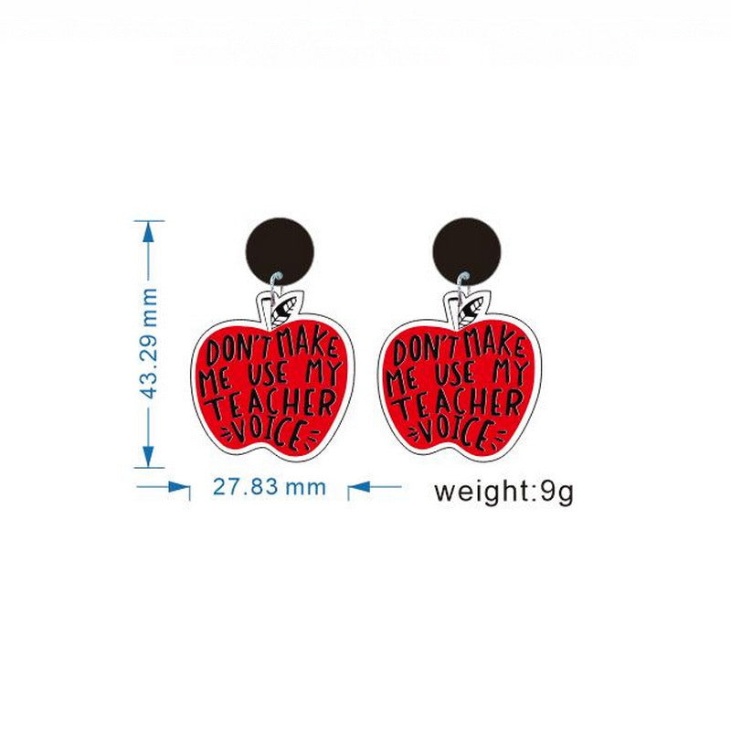 Creative Teacher's Day Rainbow Gift Love Apple Earrings