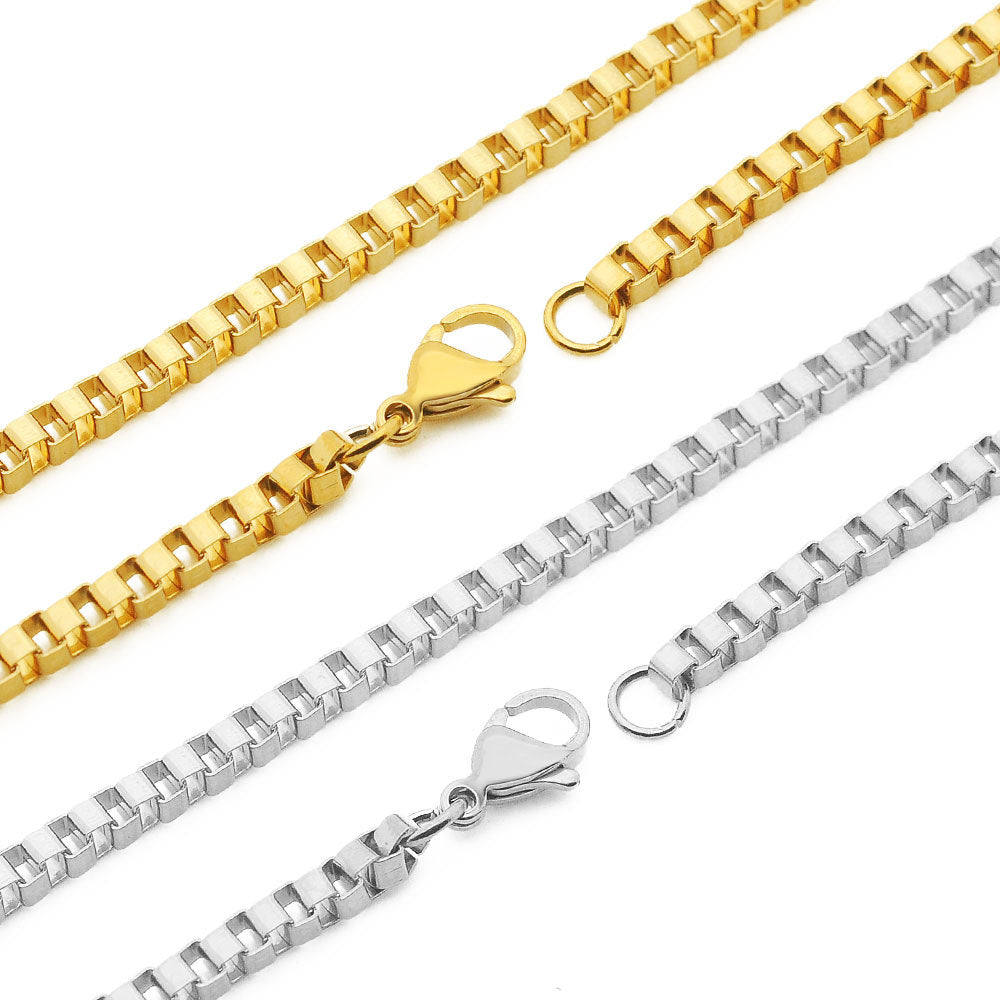Steel Hemp Flowers Chain Curb Titanium Pearl Box Necklaces