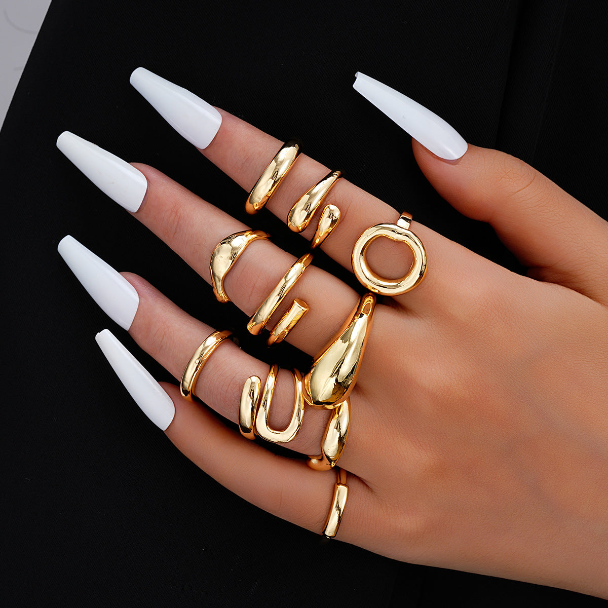 Glossy Double Water Drop Alloy Simple Rings
