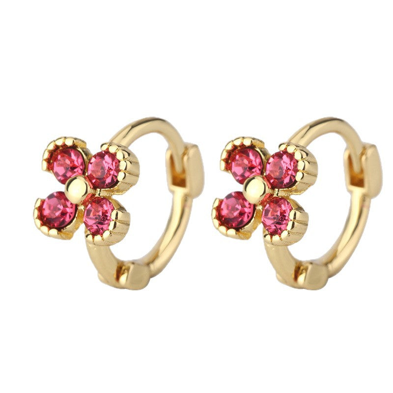Flower Rhinestone Simple Design Exquisite Refined Grace Ear Earrings