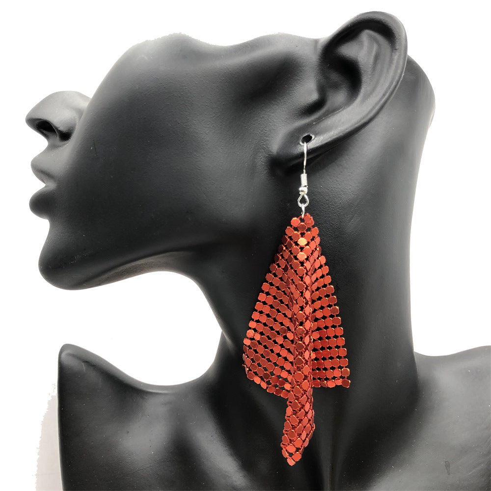 Large Mesh Plate Fashion Square Variable Earrings