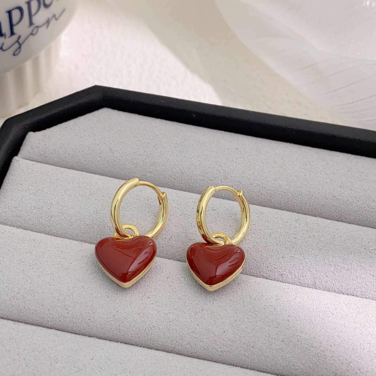 Women's French Retro Red Enamel Drip Glazed Earrings