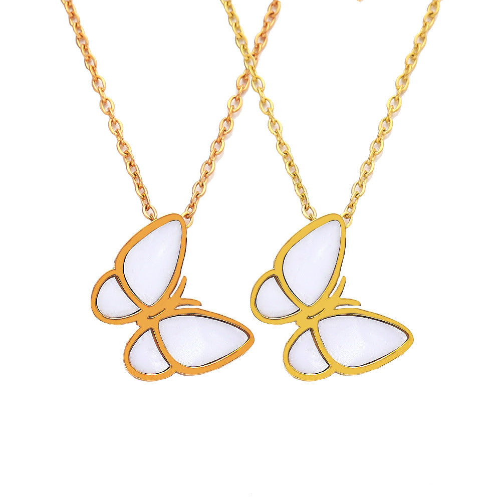 Butterfly Sweater Chain High-grade Versatile White Necklaces