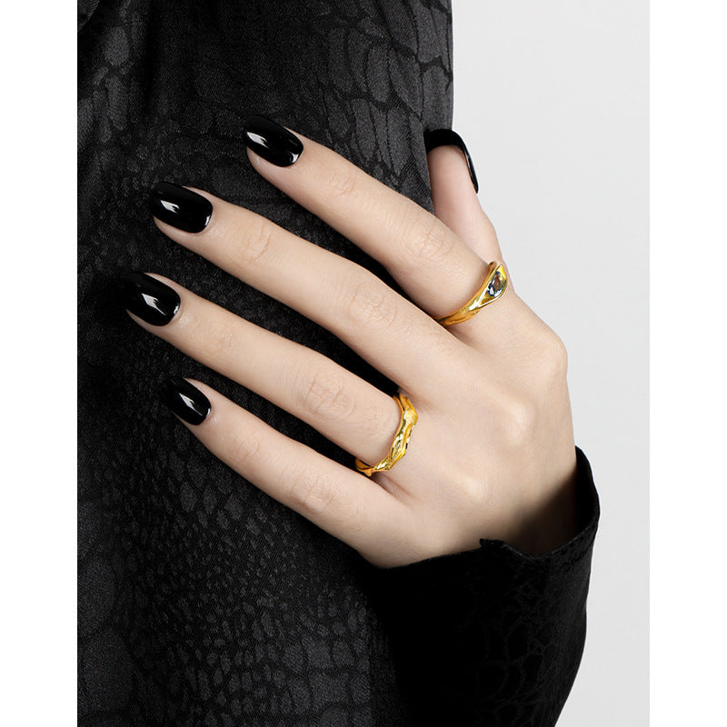 Women's Style Niche Cool Geometric Irregular Inlaid Rings