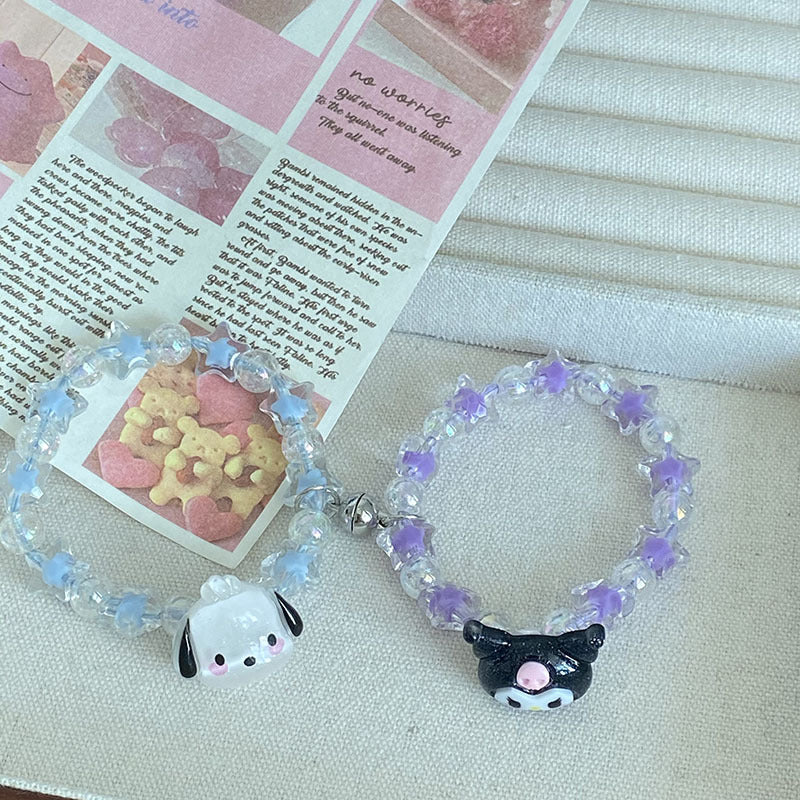 Cartoon Crystal String Beads Couple Magnetic For Boyfriend Girlfriends Bracelets