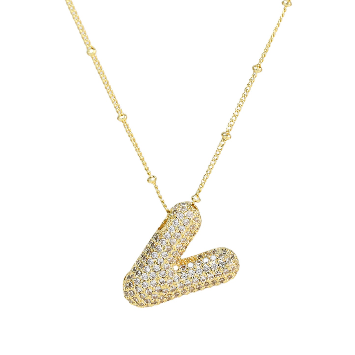 Women's Brass Zircon Bubble Balloon Letter Chubby Necklaces