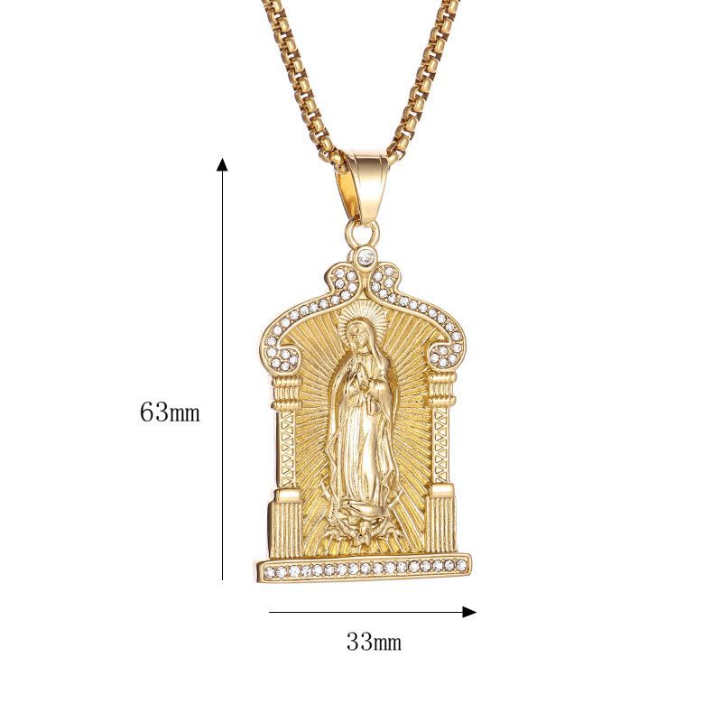 Men's Titanium Steel Polished Gold Plated Rhinestone Pendants