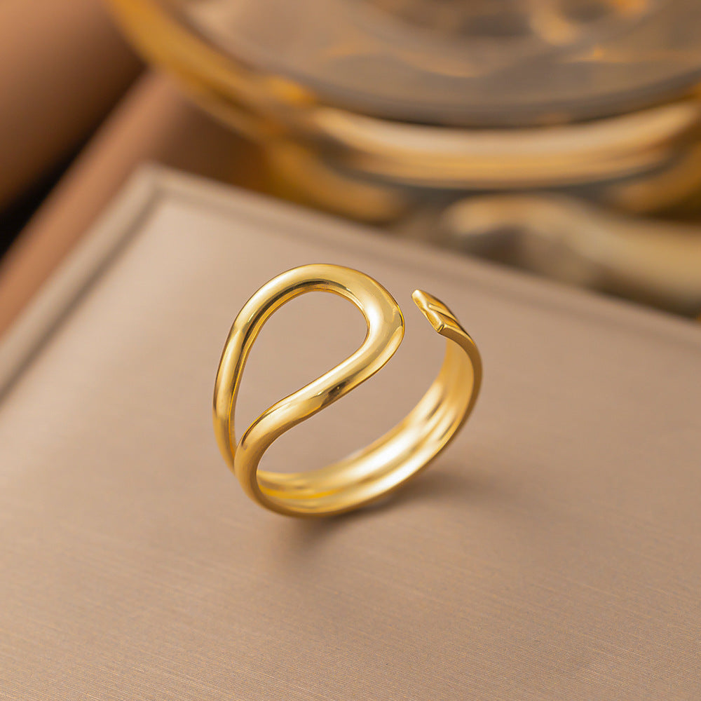 Steel Color Fashion Stainless Simple Geometric Rings