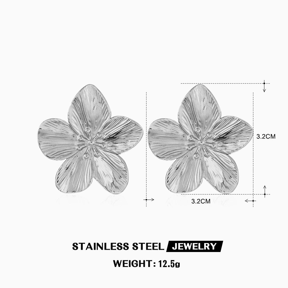 Popular Stainless Steel Beautiful Flowers Female Earrings