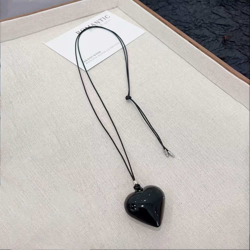 Women's Red Love Sweater Chain Niche High Sense Necklaces