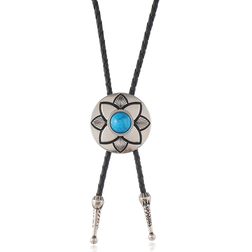 Adjustable Bolo Tie Leather Rest Sweater Necklaces