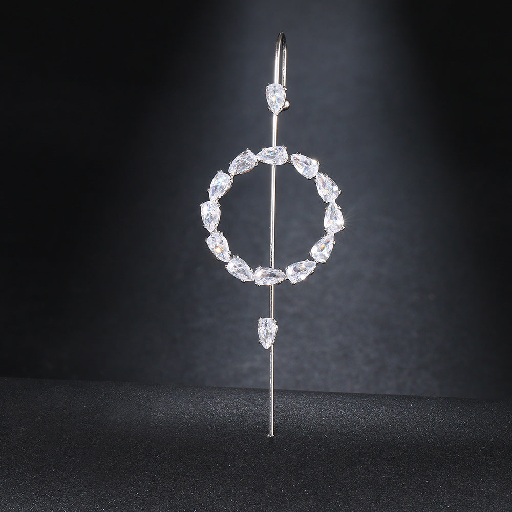 Super Fairy Copper Inlaid Zircon Temperamental Cold Style Earrings