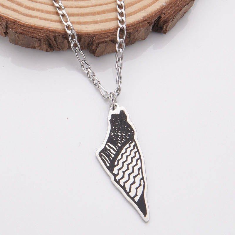 Oil Dripping Vintage Palestine Map Stainless Steel Necklaces