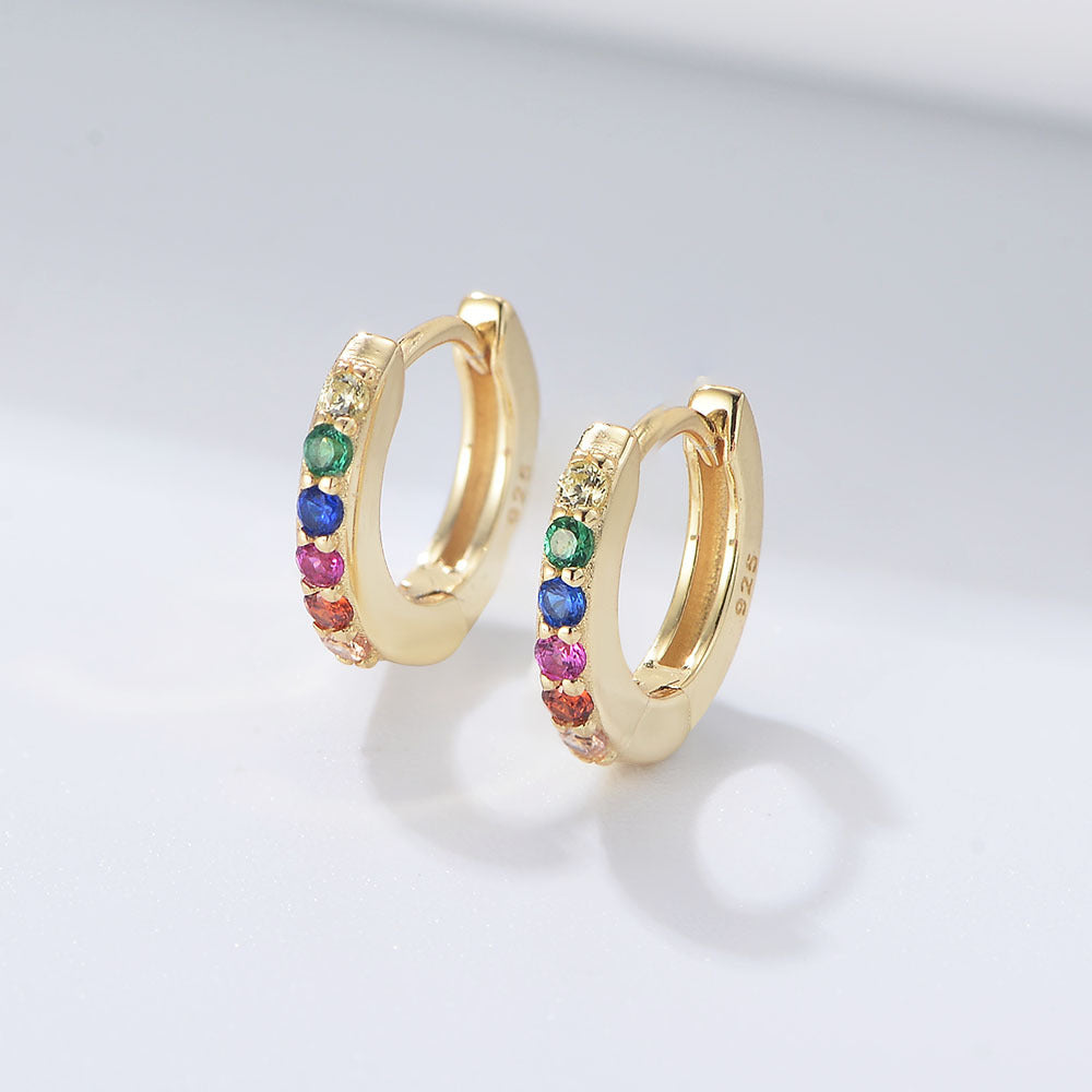Women's Sier Round Color Zircon For Special Interest Earrings