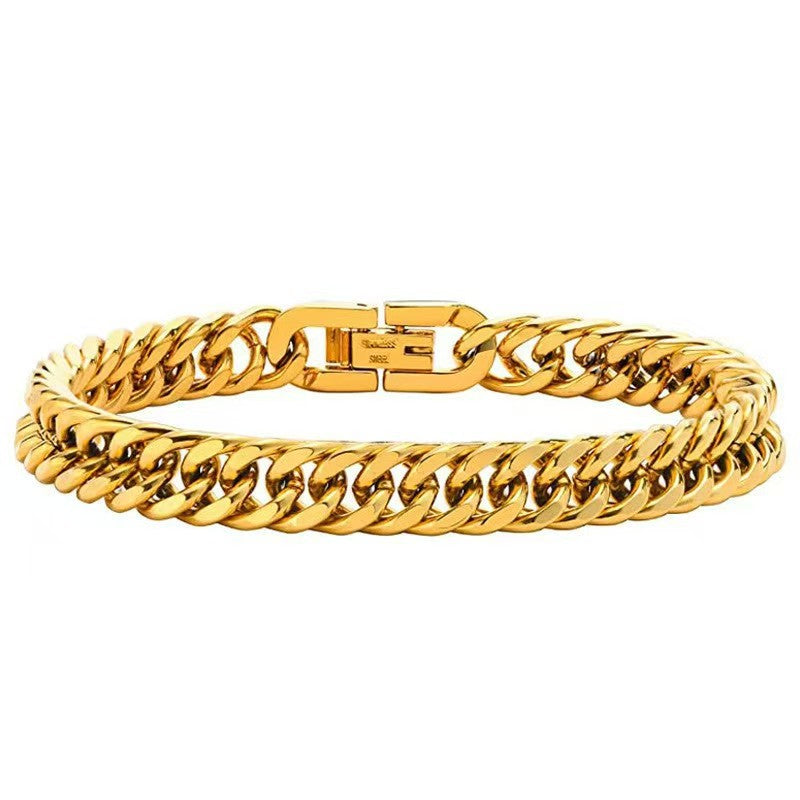 Titanium Steel U-shaped Buckle Simple Stainless Four-sided Grinding Woven Cuban Bracelets