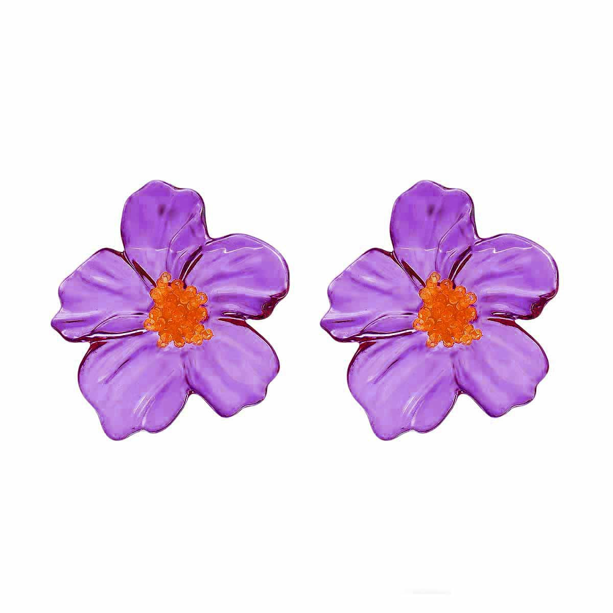 Women's Vacation Style Enamel Color Flower Pearl Light Luxury High-grade Earrings