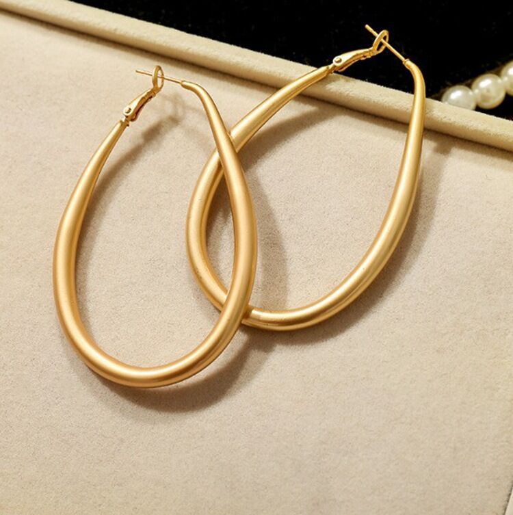 Women's Sier Needle Large High-grade Matte French Earrings