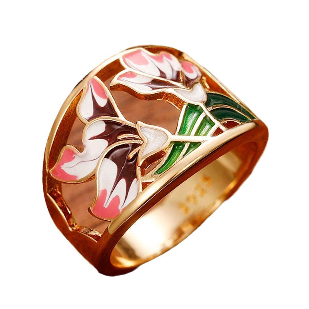 Oil Dripping Pattern Hip Hop Ethnic Rings