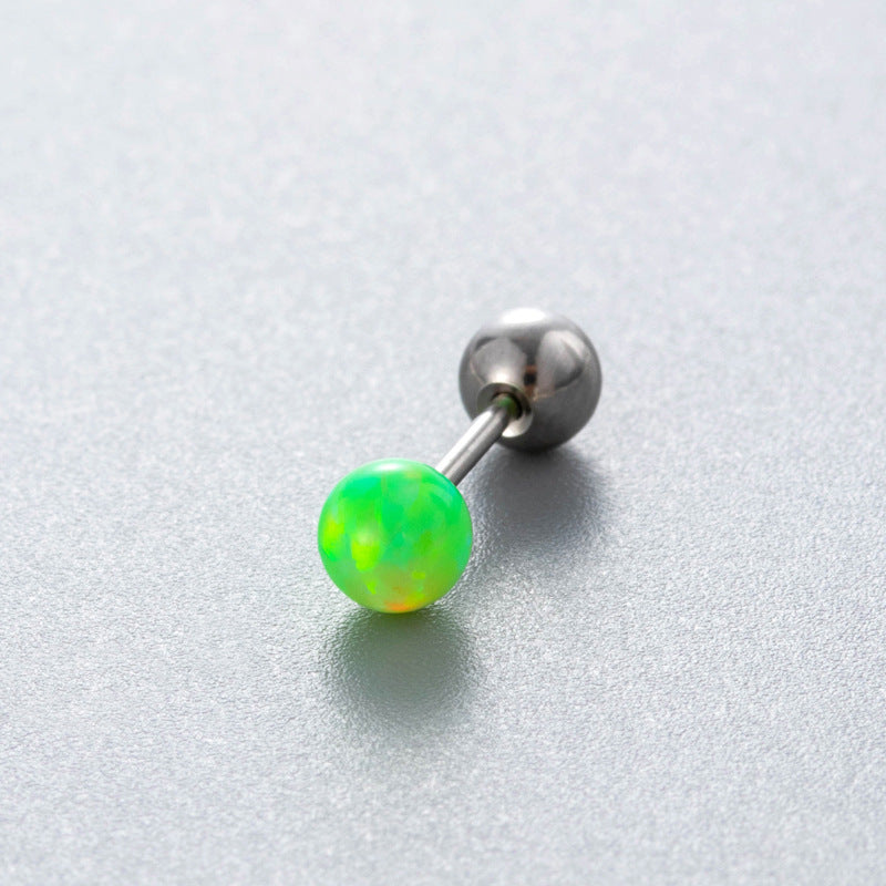 Henson Opal Titanium Steel Ear Bone Pin Double-headed Screw Earrings