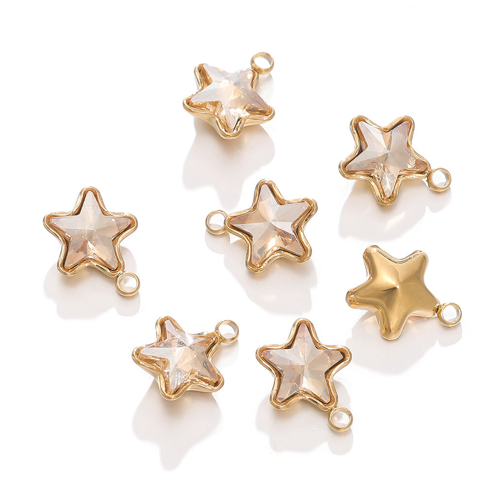 Color Five-pointed Star Retaining Diamond Handmade Pendants