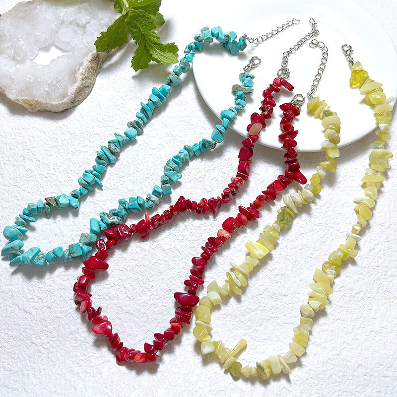 Gravel Style Neck Chain Bohemian Agate Necklaces