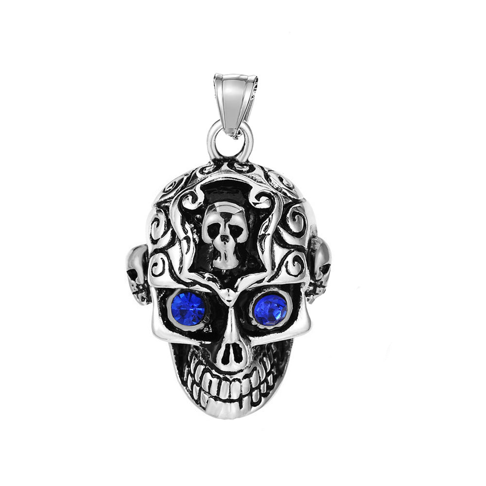 Titanium Steel Cast Skull Gem Stainless Necklaces