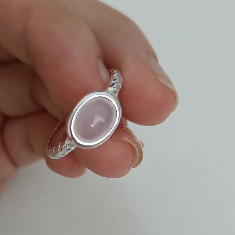 Oval Black Agate White Chalcedony Niche Cool Rings