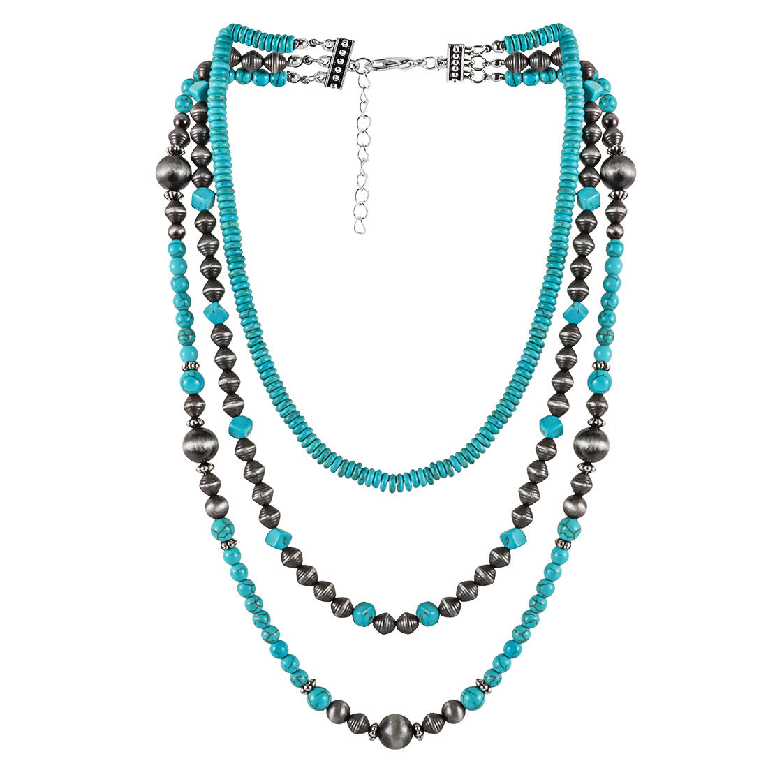 Ornament Turquoise Bohemian Style Twin Clavicle Necklaces