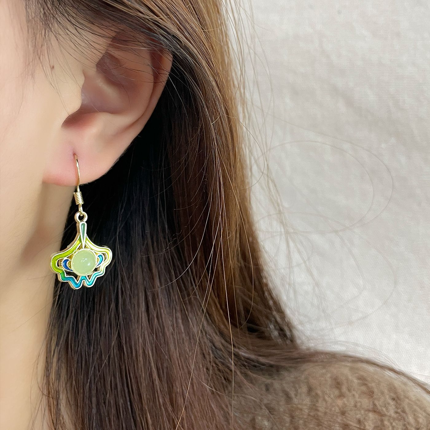 Women's Chinese Style Folding Fan Ear Hook Ancient Long Earrings