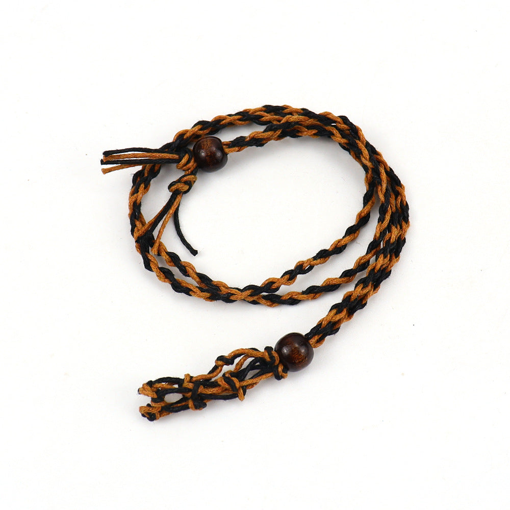 Woven Adjustable Telescopic Hand-woven Wooden Bead Network Necklaces