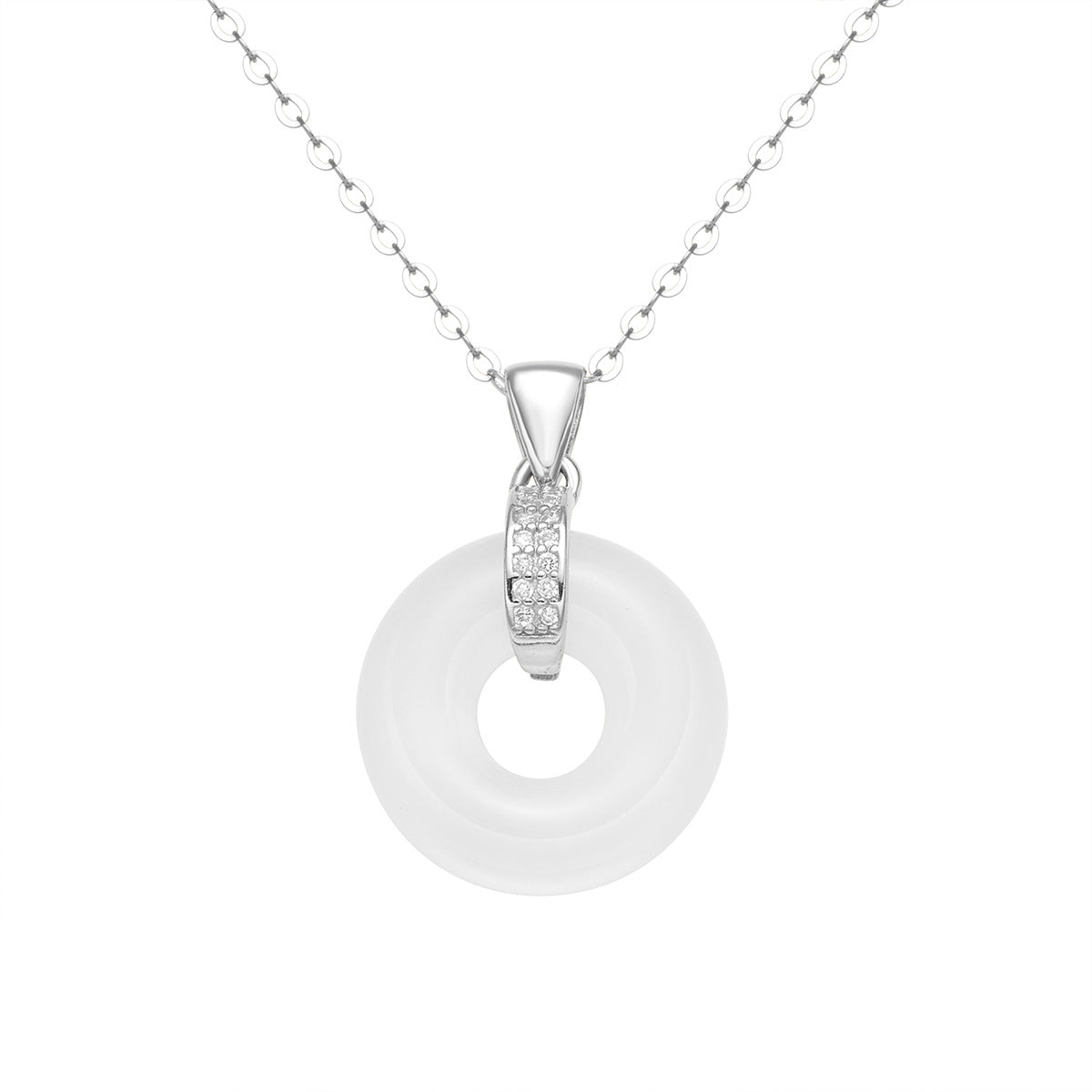 Sier Round Jade Female White Chalcedony Donut Light Pendants