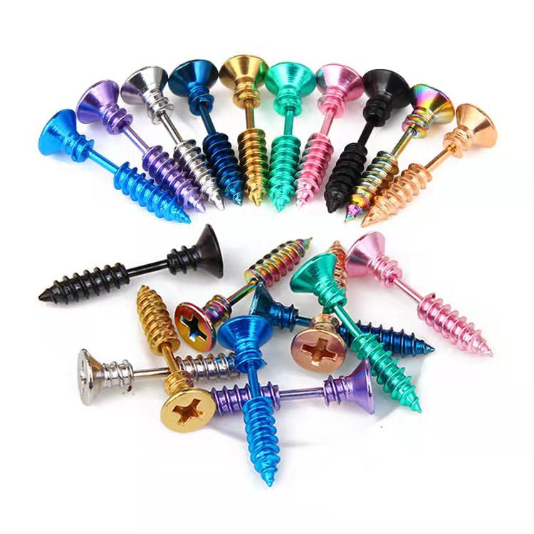 Titanium Steel Puncture Screw Halloween Funny Personality Rings