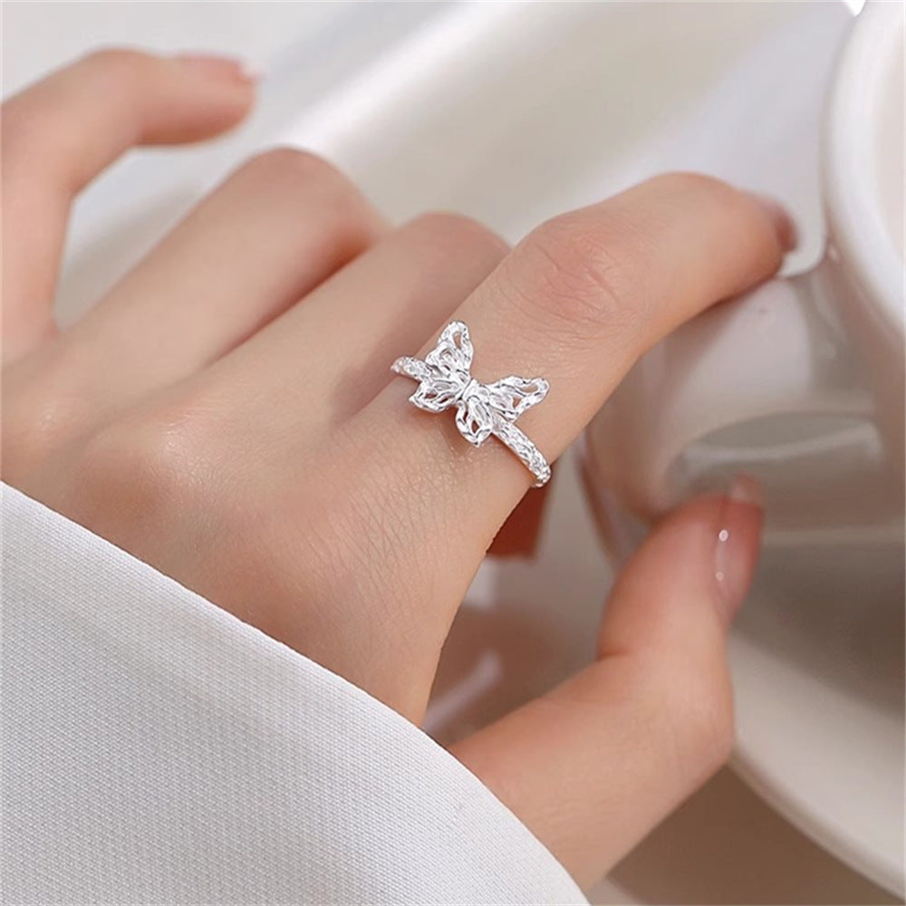 Women's Simple Pearl Butterfly Sterling Sier Special Interest Rings