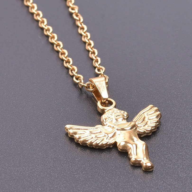 Hydraulic Stainless Steel Angel Personality Simple Female Niche Style Pendants