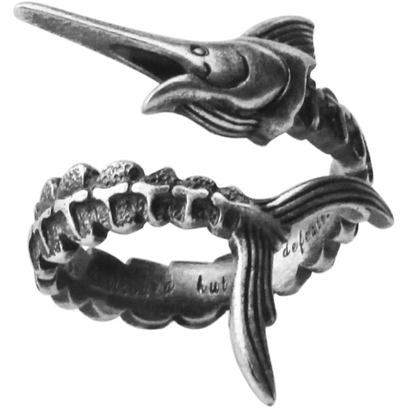 Creative Retro Yu Hipster Marcasite Fish Open Ring