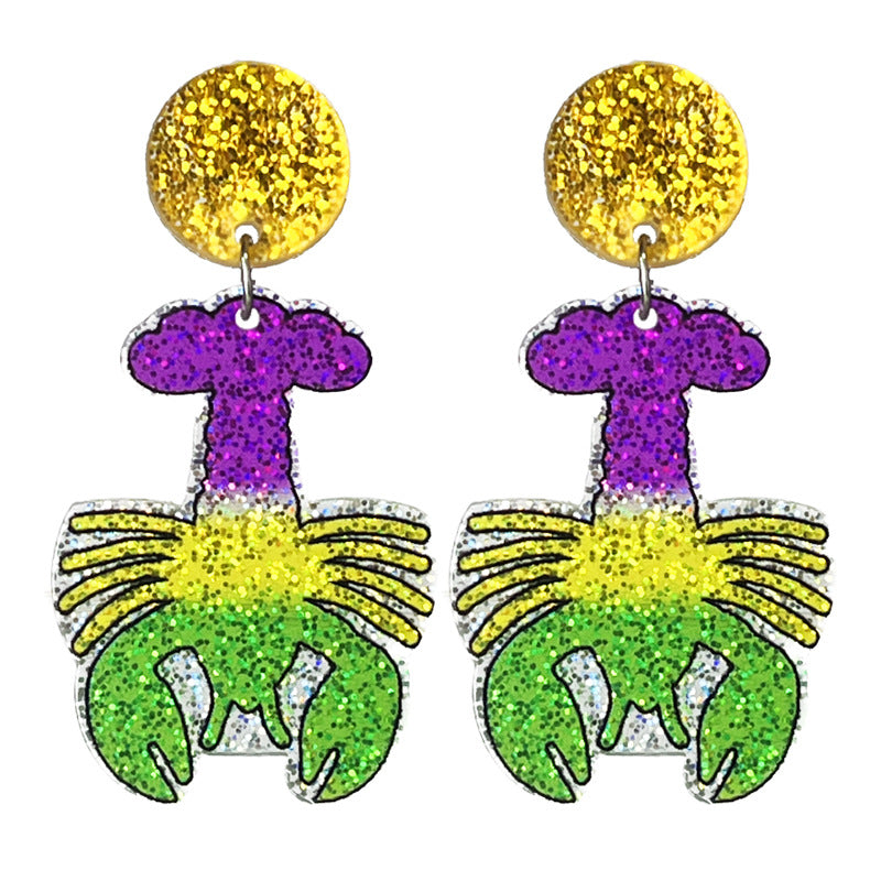 Acrylic Shiny Crystal Festival Atmosphere Parade Earrings