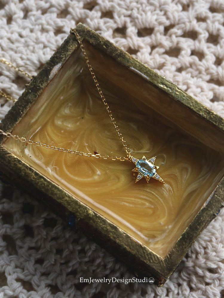 Entire Sterling Sier Gold-plated Mini Style Simple Sky Blue Necklaces