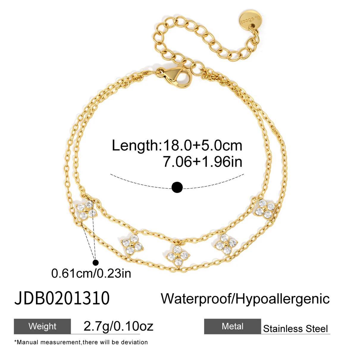 Personality Design Lucky Four-leaf Clover Stainless Steel With Bracelet