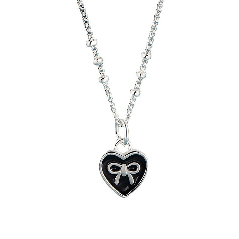 Women's Drip Glazed Love Heart Bow Tie For Necklaces