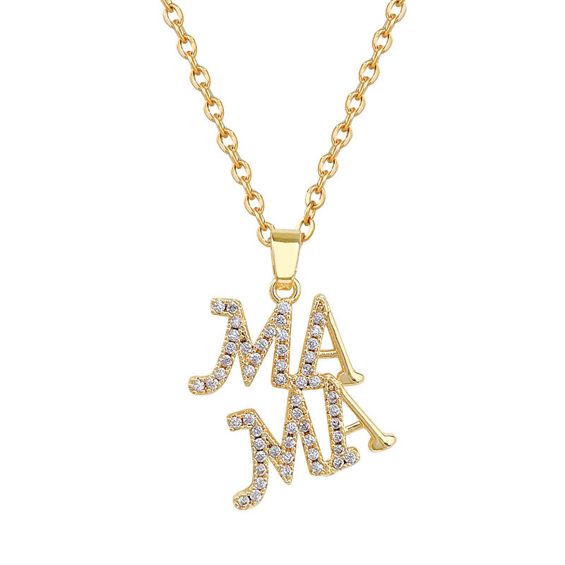 Women's Steel Full Diamond Letters Affordable Luxury Style Elegant Necklaces