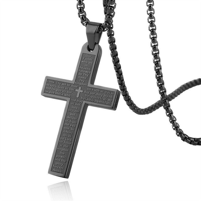 Ornament Stainless Steel Cross Shelf Scripture Necklaces