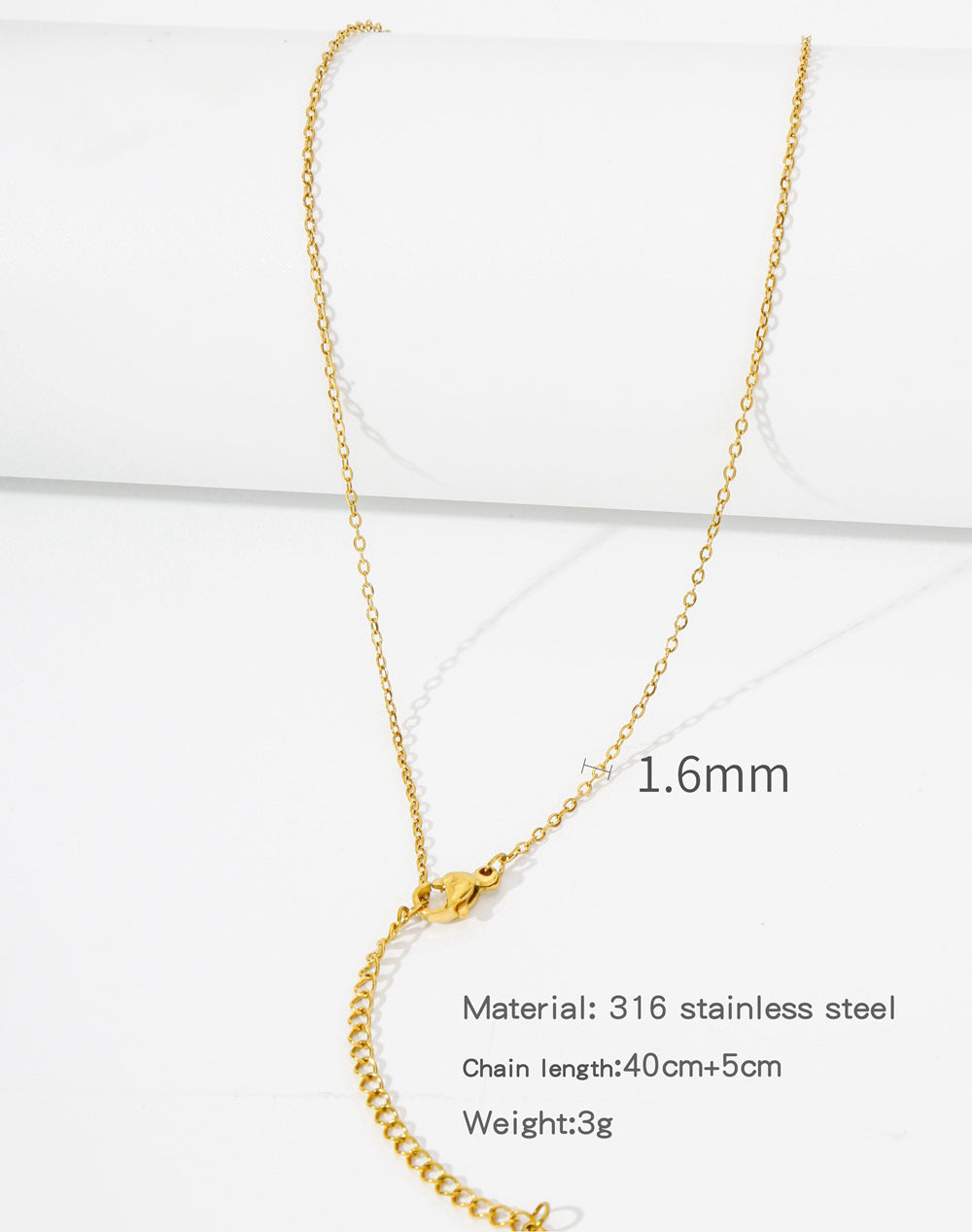 Steel Vacuum Vapor Plating Golden Chain O-shaped Hemp Flowers Necklaces